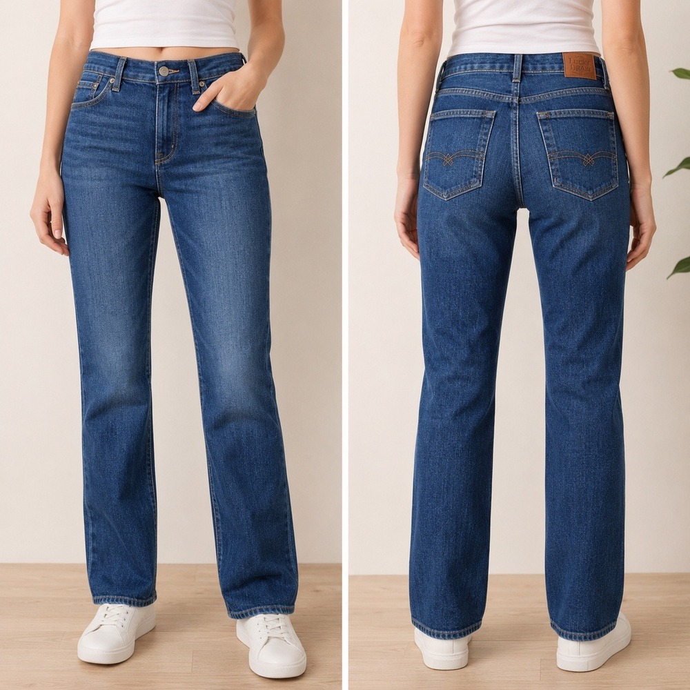 Lucky Brand Sweet Straight Jeans Women's 6/28 Medium Wash Mid Rise Stretch Denim